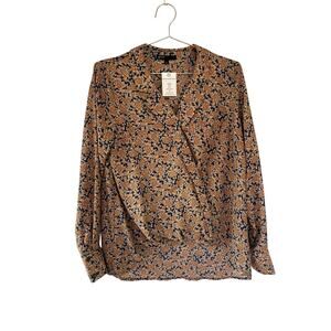 Gibson Women’s Mustard And Navy Paisley Print Blouse S